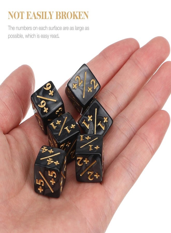 TOPPERFUN 24Pcs 1/+1 Token Dice Counter, 0.63in D6 Plus and Minus Dice Set, Acrylic Board Game Accessory, Compatible with MTG Counter, CCG, Card Games, Black - Image 2